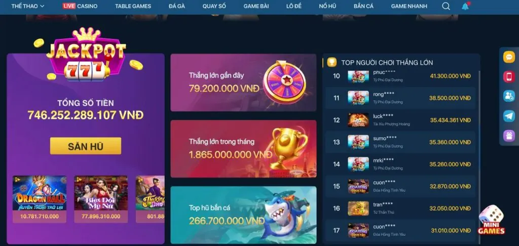 Minh họa jackpot lũy tiến pk345 code